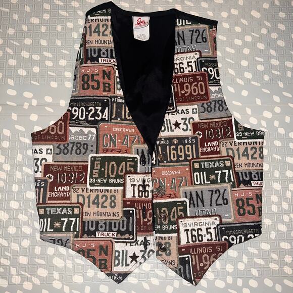 Eber Jackets & Blazers - Eber large vest license plate designs, tapestry style, novelty , USA made